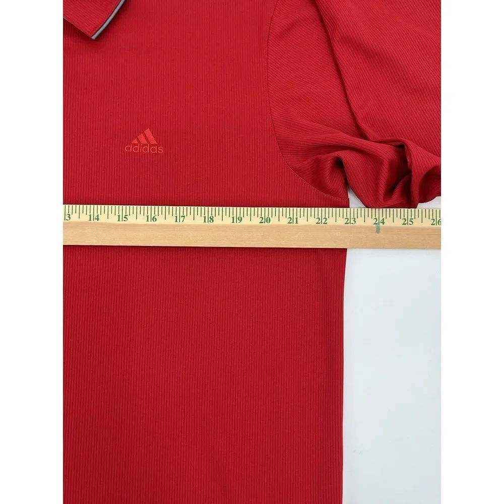 adidas clima 365 Men's Large Red Long Sleeve Pull Over Shirt Button L‎